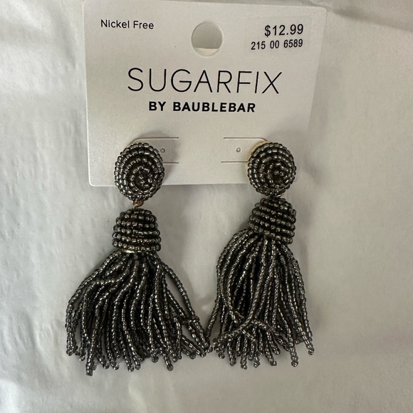 BaubleBar Jewelry - SugarFix by BaubleBar Polished Beaded Tassel Earrings Gray